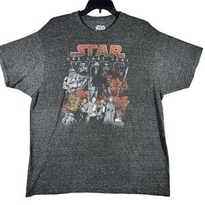 Star Wars The Last Jedi Graphic T-Shirt Mens XL Heather Gray Movie Tee